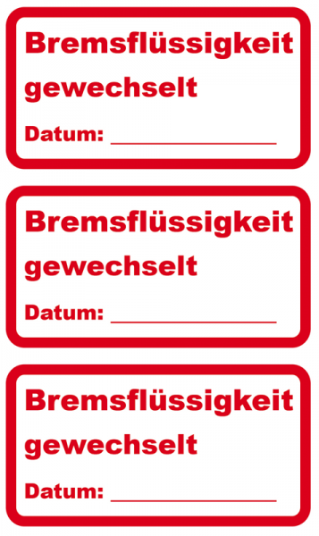 Aufkleber Bremsflüssigkeit